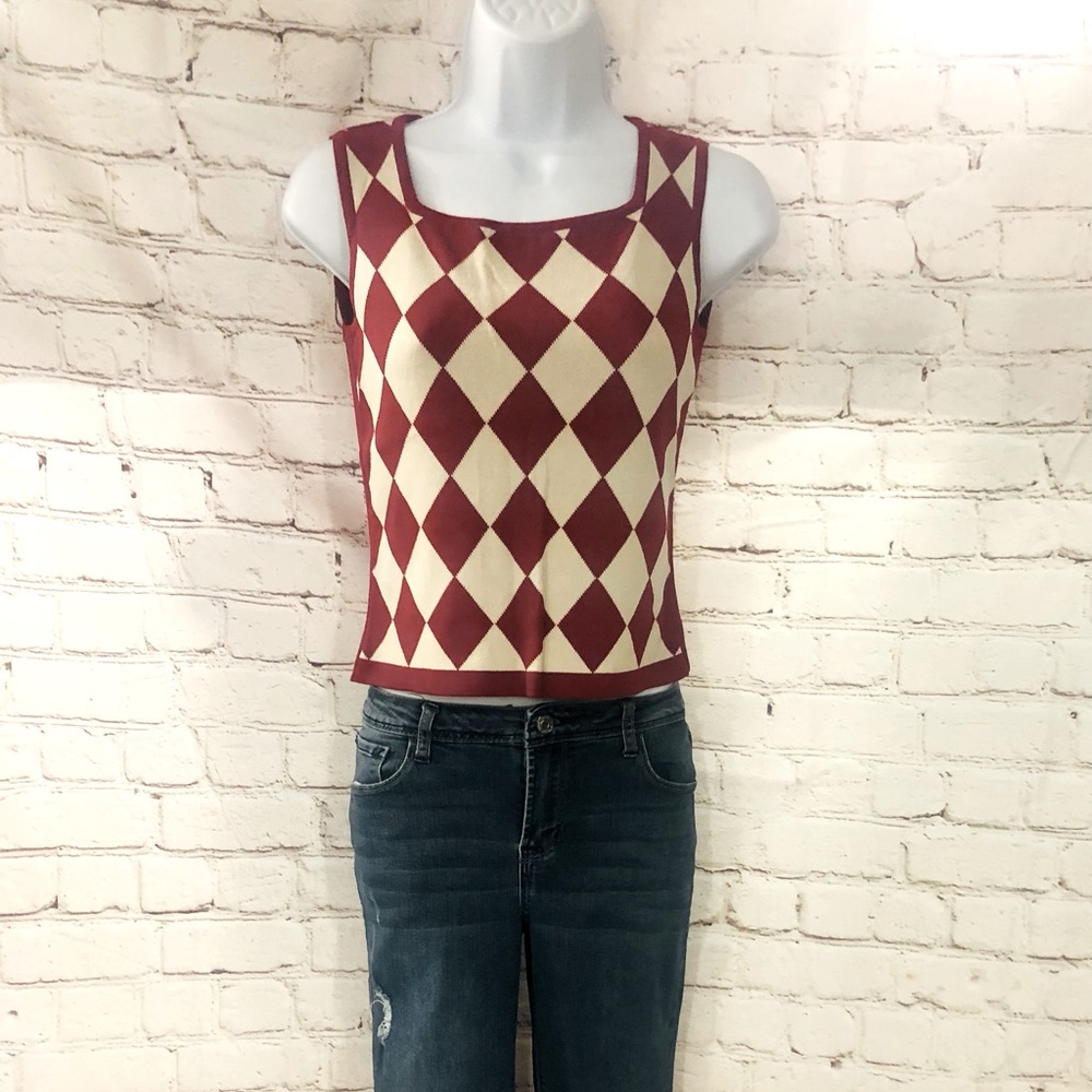 🔥VU🔥Gorgeous Argyle Sweater🔥Measurements in Photos🔥